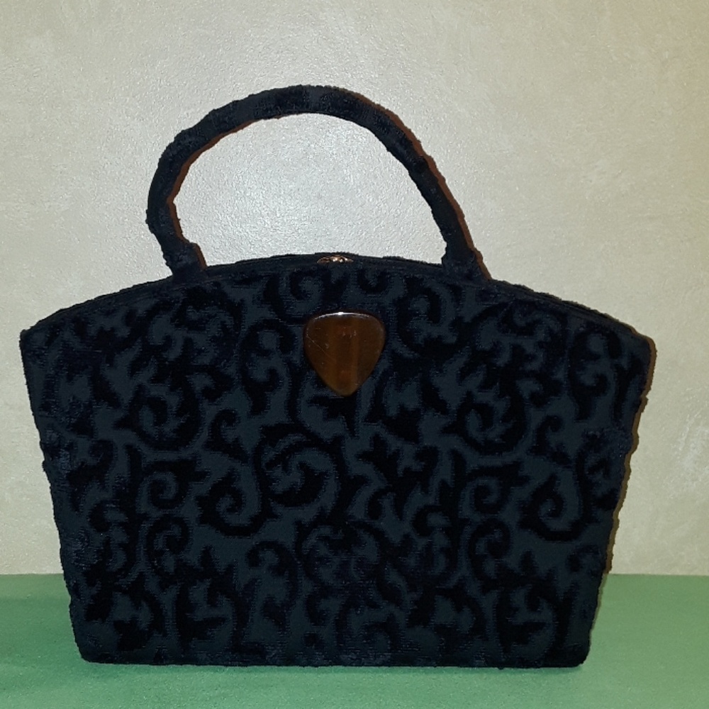 Vintage Crown Lewis Velvet Handbag